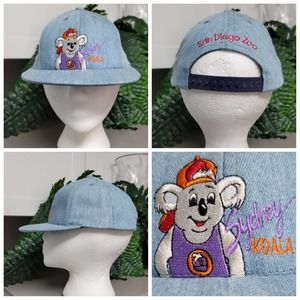 Vtg Sydney Koala San Diego Zoo Denim Snapback Hat